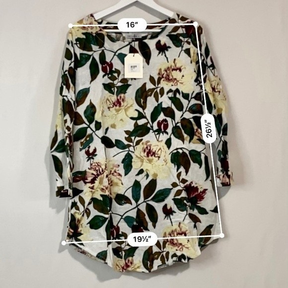 Cellabie Women’s Floral Print Roll-Tab Sleeve Shift Dress Beige Rose NWT - Picture 4 of 9